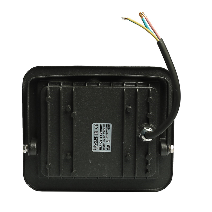 Прожектор светодиодный Volpe, свет (6500K), Корпус черный, 50 Вт, 230 В