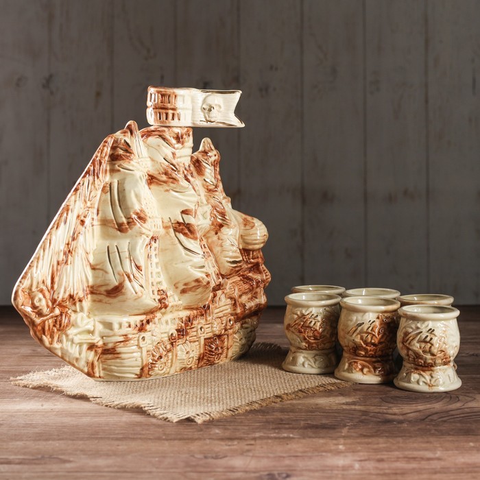 Коньячный набор "Корабль призрак" 1,5 л, глазурь, 7 предметов