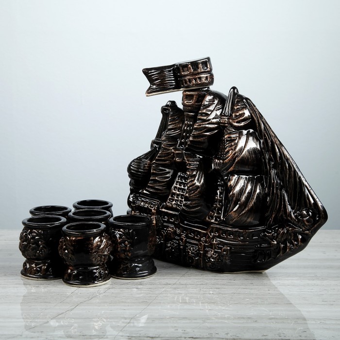 Коньячный набор "Корабль призрак" 1,5 л, глазурь, 7 предметов