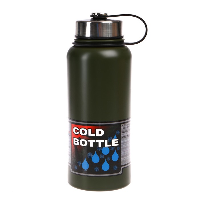 Бутылка для воды 1200 мл, спортивная, крышка на ремешке, микс, 9х23.5 см