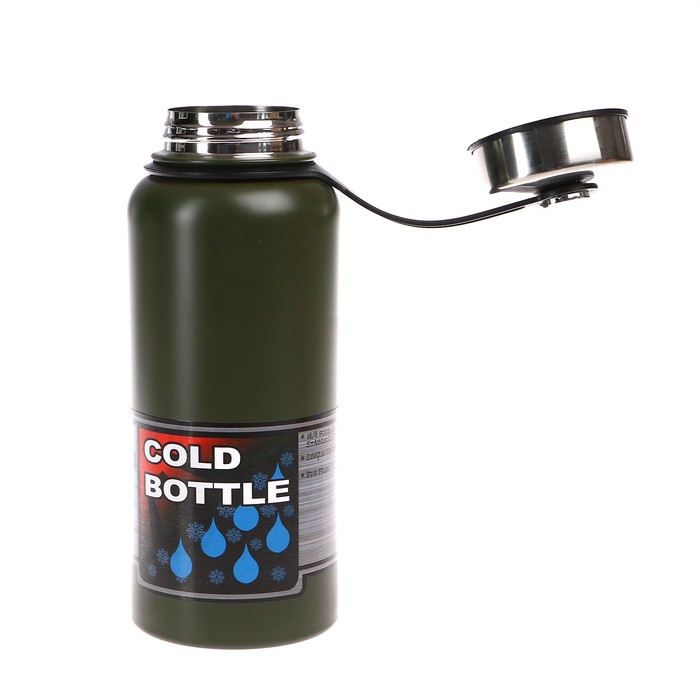 Бутылка для воды 1200 мл, спортивная, крышка на ремешке, микс, 9х23.5 см