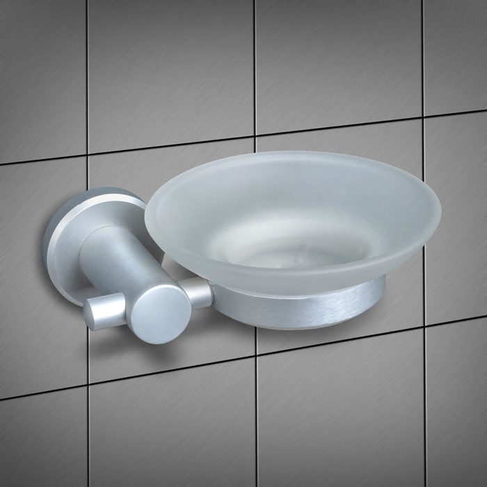 Мыльница настенная 14х12х5, алюминий, цвет серебро матовый