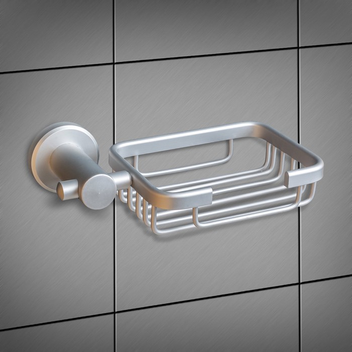 Мыльница настенная 18х10х5 см, алюминий, цвет серебро матовый