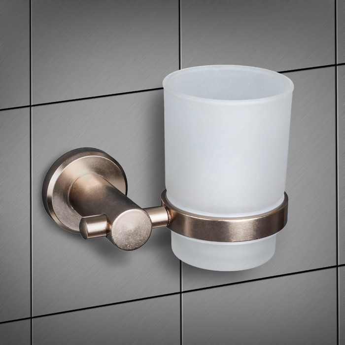 Стакан настенный стеклянный 12х7х9 см, алюминий, цвет бронза