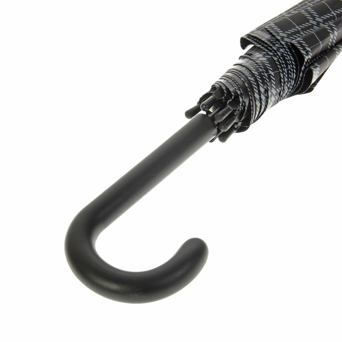 Зонт-трость "Клетка крупная", полуавтоматический, R=46см, цвет чёрный/серый