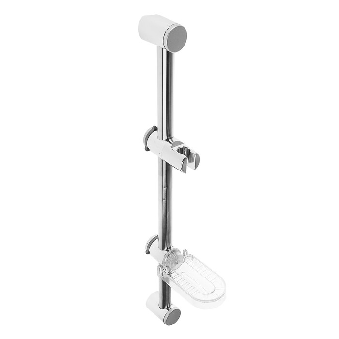 Душевая стойка, с пластиковой прозрачной мыльницей, с крепежом, хром