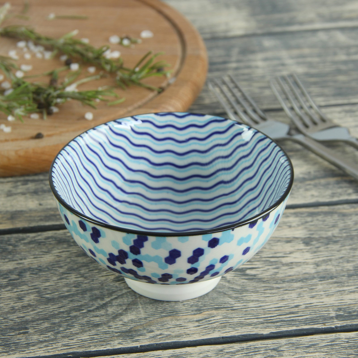 Салатник 300 мл "Полосы", цвет голубой