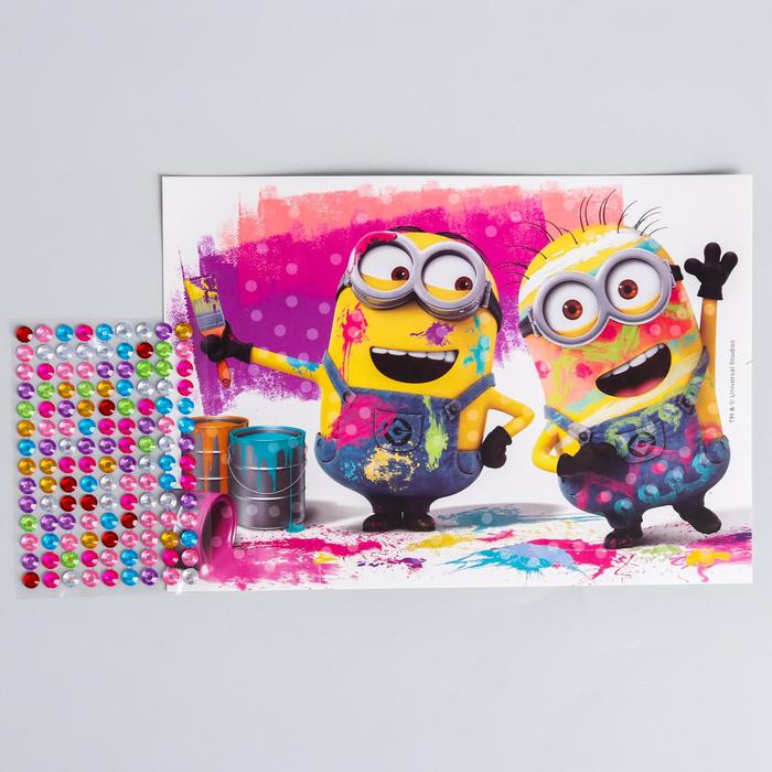 Игры в дорогу Гадкий Я, для девочек + лист страз, карандаши 6 шт., прищепки 12 шт.