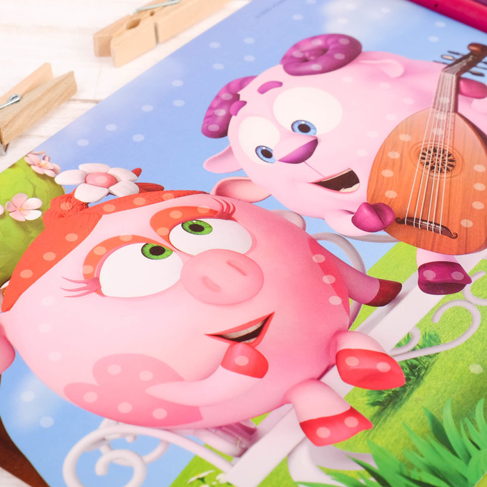 Игры в дорогу СМЕШАРИКИ "Друзья: Нюша, Крош и Бараш!" + лист страз, карандаши 6 шт.