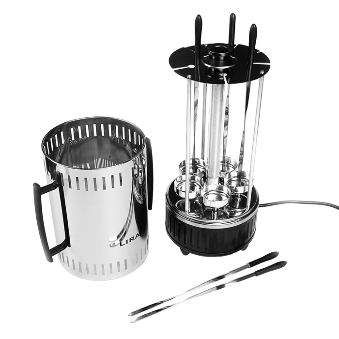 Электрошашлычница LIRA LR 1301, 1000 Вт, 5 шампуров, 5 чаш для сбора жира