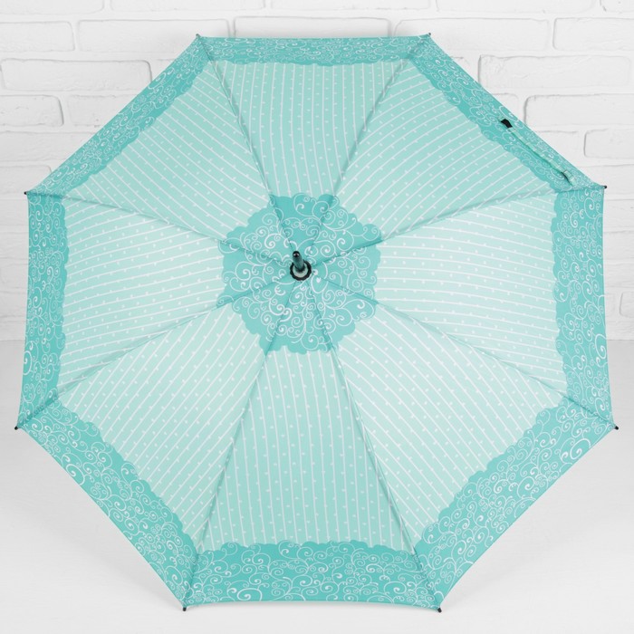 Зонт-трость "Завитушки", полуавтоматический, R=52см, цвет салатовый/зелёный