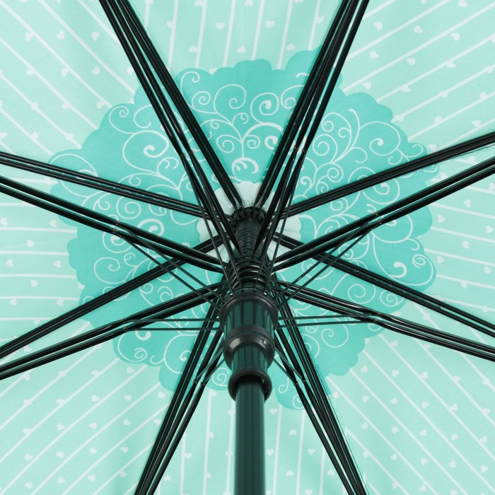 Зонт-трость "Завитушки", полуавтоматический, R=52см, цвет салатовый/зелёный