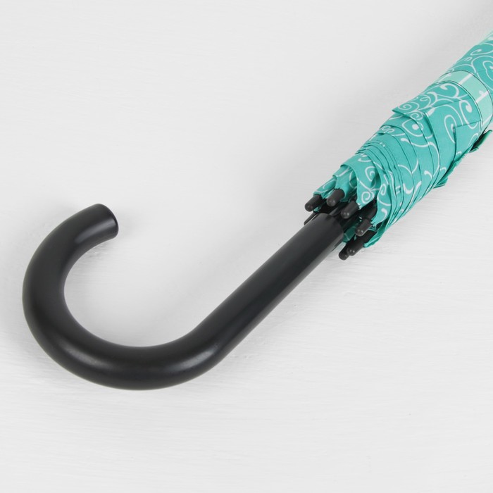 Зонт-трость "Завитушки", полуавтоматический, R=52см, цвет салатовый/зелёный