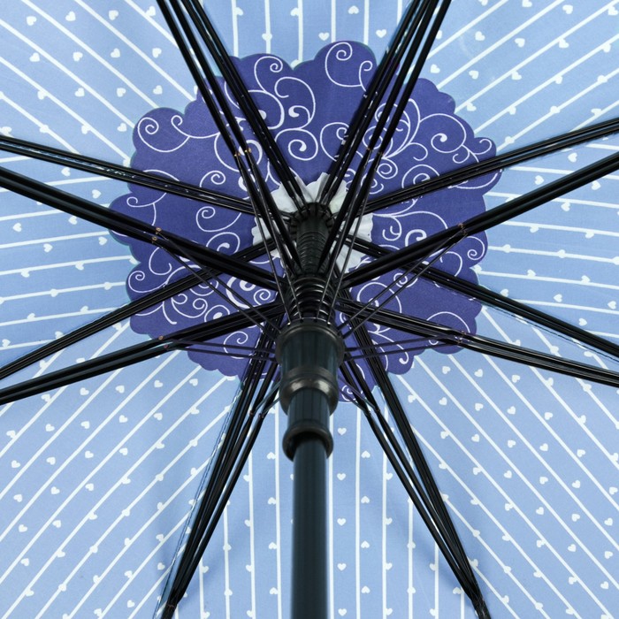 Зонт-трость "Завитушки", полуавтоматический, R=52см, цвет голубой/синий