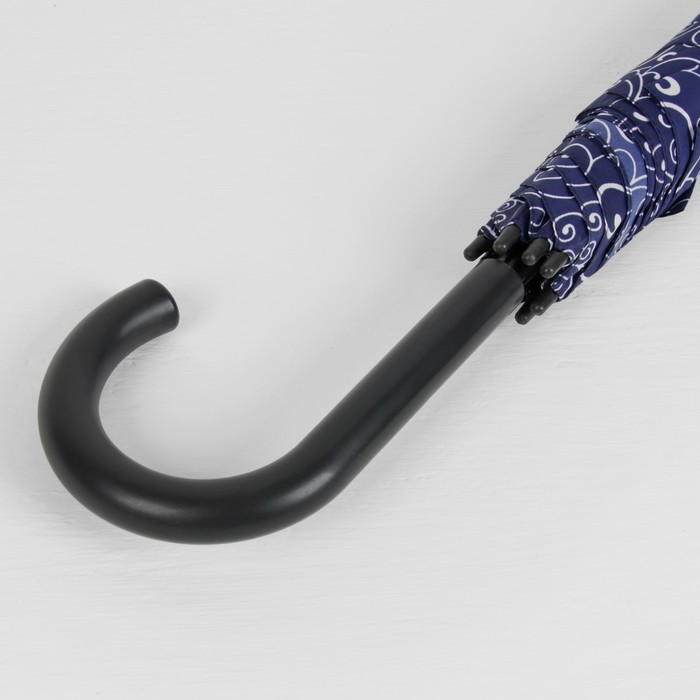 Зонт-трость "Завитушки", полуавтоматический, R=52см, цвет голубой/синий