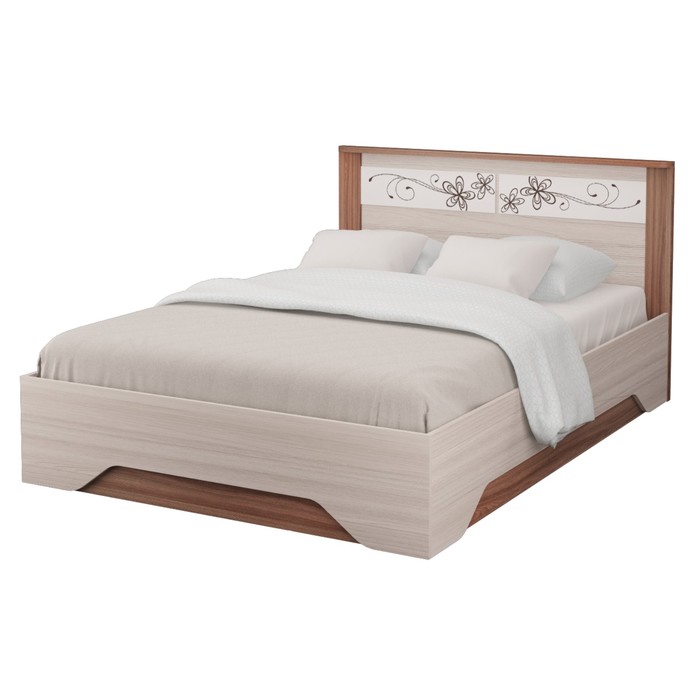 Кровать 1600 Виола-3, с основанием, 2058х1654х935, Ясень темный/Ясень светлый