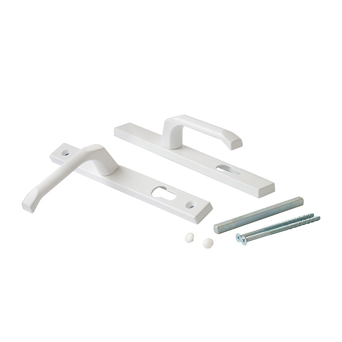 Комплект ручек DHS 92/1 RAL (9016), для узкопрофильных замков, м/о 92 мм, белый