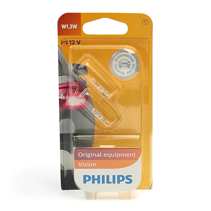 Галогенная лампа PHILIPS, W1,2W (W2*4,6d), 12 В, 1,2 Вт, , 2 шт., 12516 B2