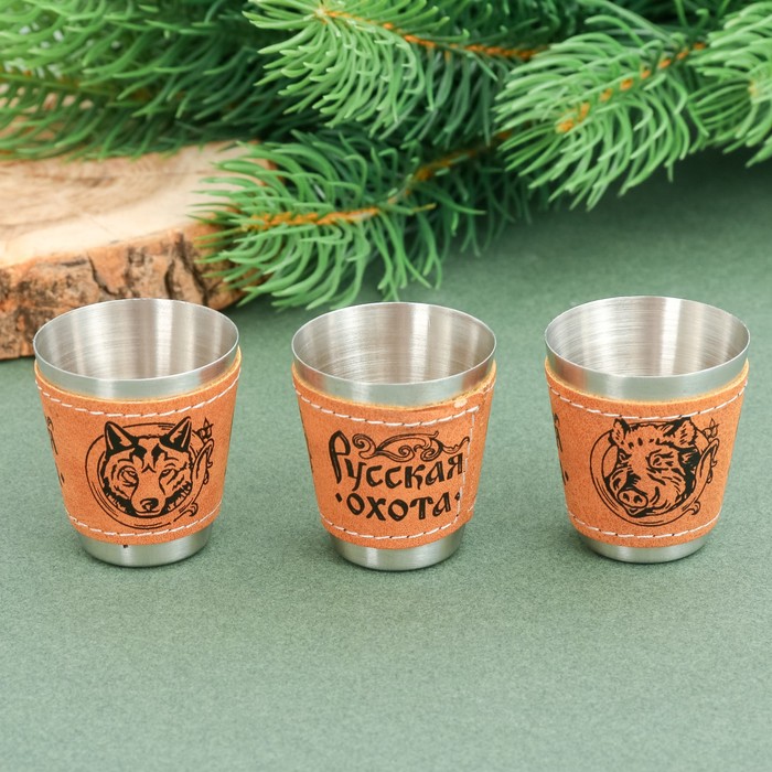 Набор стопок в чехле "Русская охота", 30 мл, 3 шт.