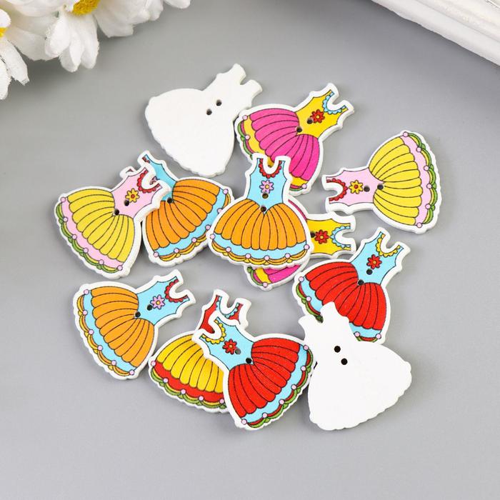 Набор пуговиц декоративных дерево "Нарядное платье" (набор 12 шт) 3х2,8 см