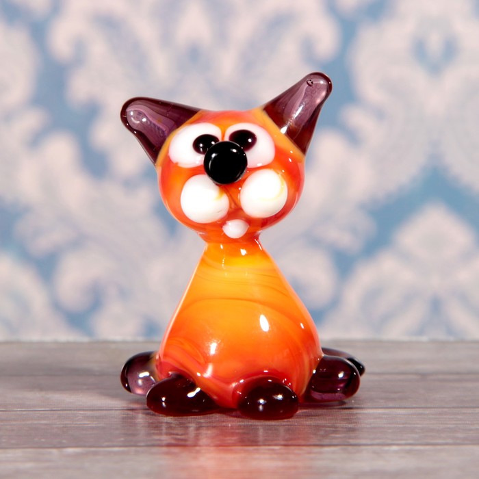 Сувенир стекло средняя фигурка Кошка" 4х3х3 см