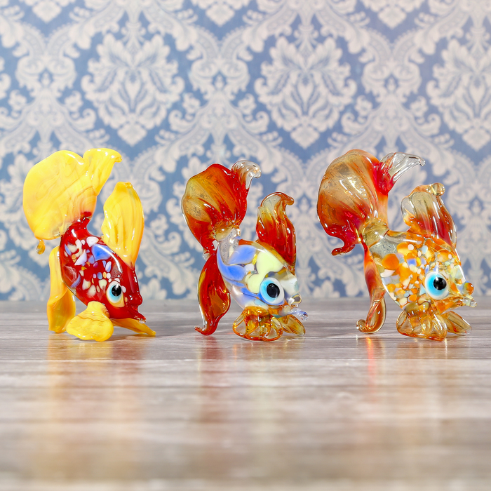 Сувенир стекло средняя фигурка "Рыба" 5х5х2 см МИКС