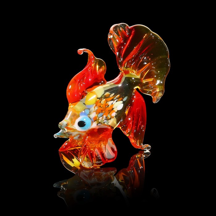 Сувенир стекло средняя фигурка "Рыба" 5х5х2 см МИКС