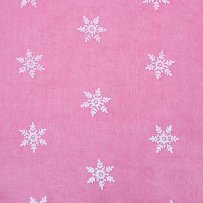 Палантин Этель "Снежинки", размер 70 х 180 см, вид 1, цвет розовый/белый