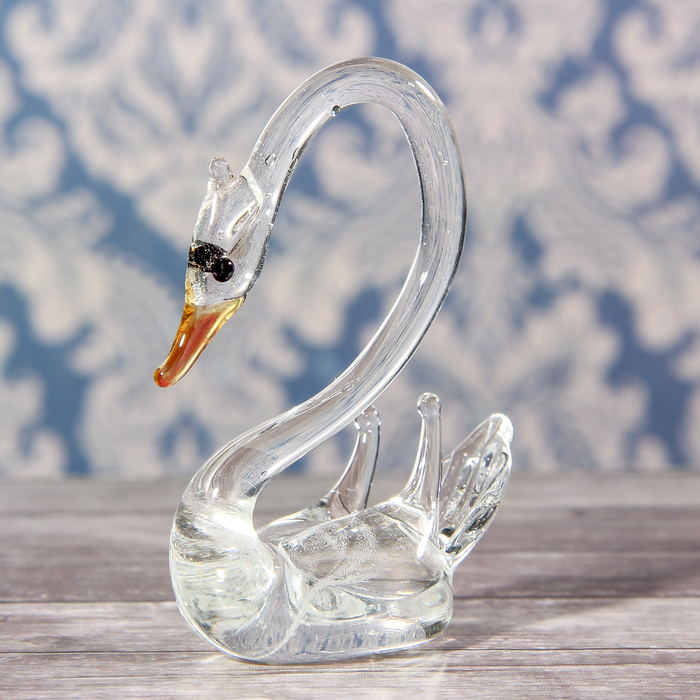 Сувенир стекло средняя фигурка  "Лебедь" 6х4х2 см  МИКС