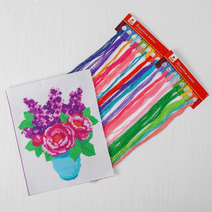 Вышивка крестиком "Букет с сиренью", 25*20 см