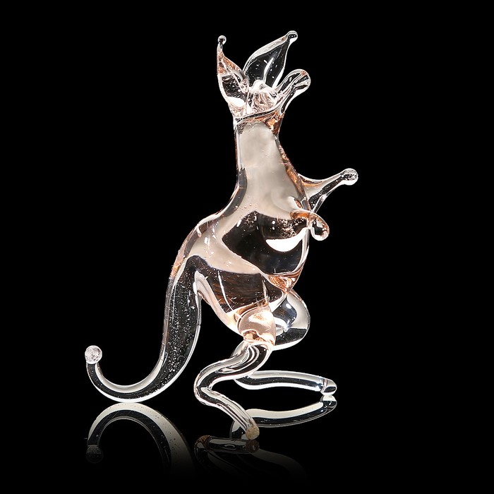 Сувенир стекло средняя фигурка  "Кенгуру"  4х2х5 см