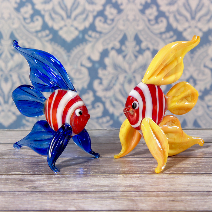 Сувенир стекло средняя фигурка "Рыба 2" 5х5,5х3 см МИКС