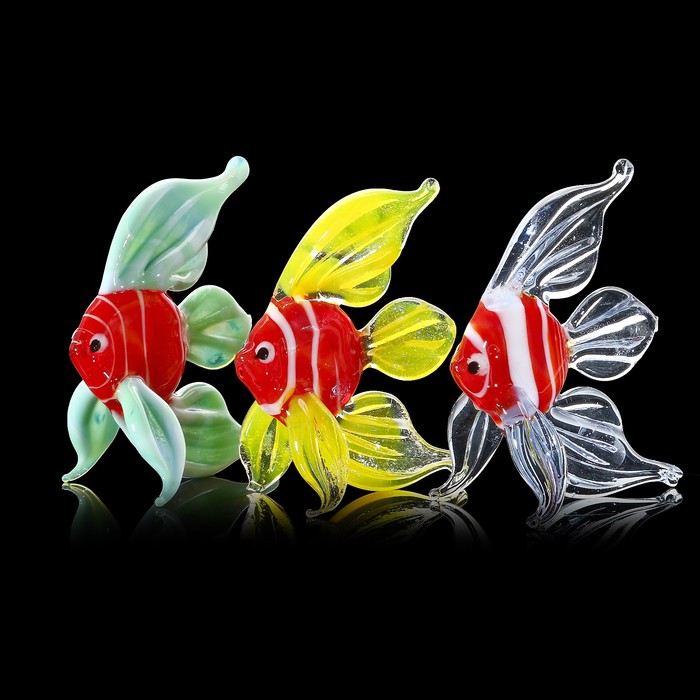 Сувенир стекло средняя фигурка "Рыба 2" 5х5,5х3 см МИКС