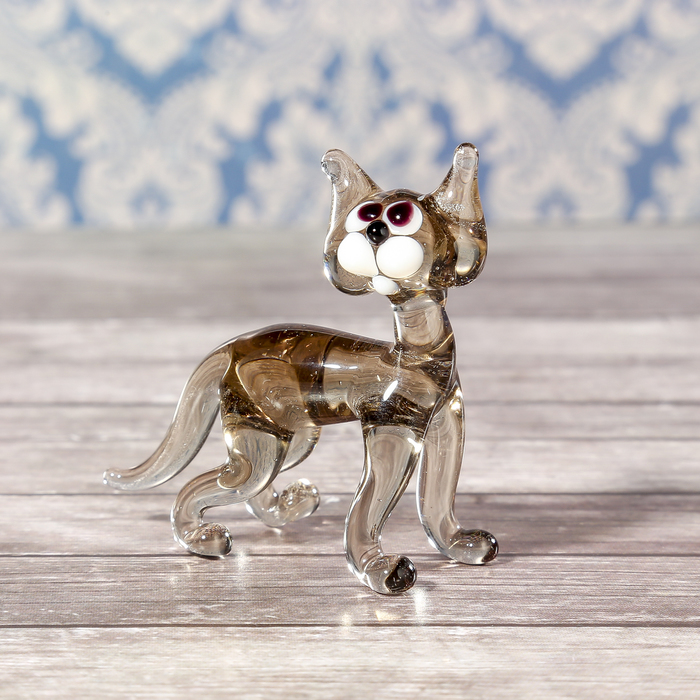 Сувенир стекло средняя фигурка "Кошка" 5х4,5х2 см МИКС