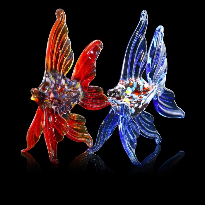 Сувенир стекло средняя фигурка "Рыба 5" 8х5х3 см МИКС