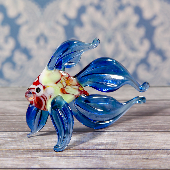 Сувенир стекло средняя фигурка  "Рыба 6" 8х5,5х2,5 см МИКС