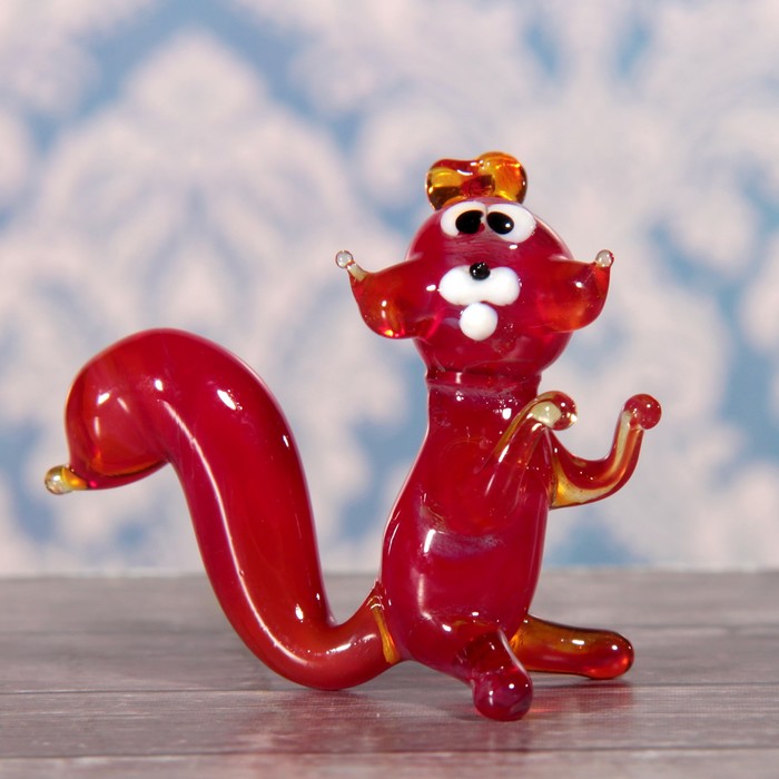 Сувенир стекло средняя фигурка  "Белка"  4х4х2 см