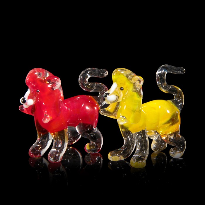 Сувенир стекло средняя фигурка С-235 "Лев" 5х4,5х2 см МИКС