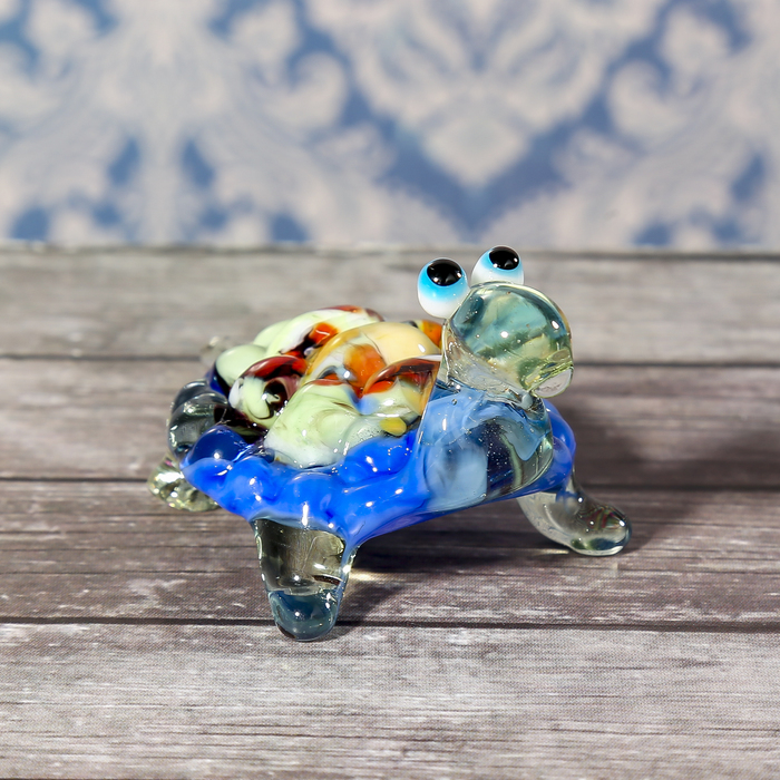 Сувенир стекло средняя фигурка  "Черепаха" 6х3,5х3,5 см МИКС