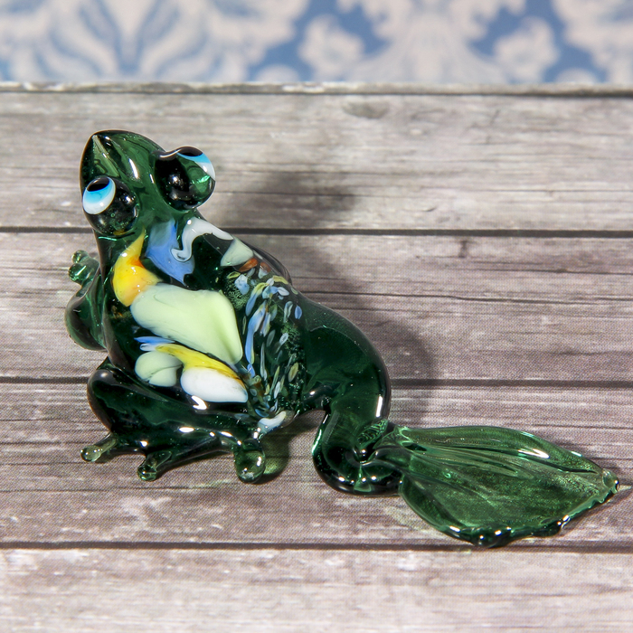 Сувенир стекло средняя фигурка "Лягушка" 7х3х2 см МИКС