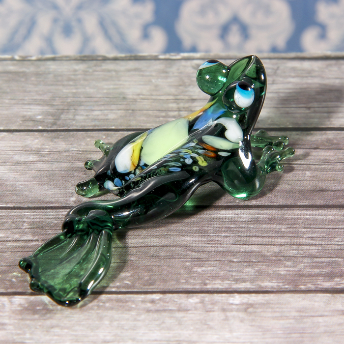 Сувенир стекло средняя фигурка "Лягушка" 7х3х2 см МИКС