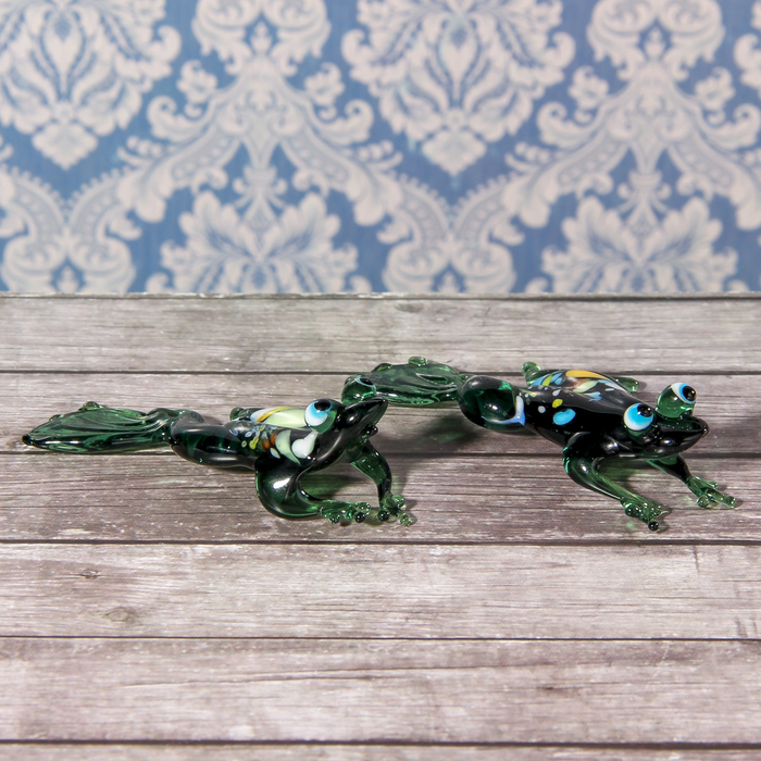 Сувенир стекло средняя фигурка "Лягушка" 7х3х2 см МИКС