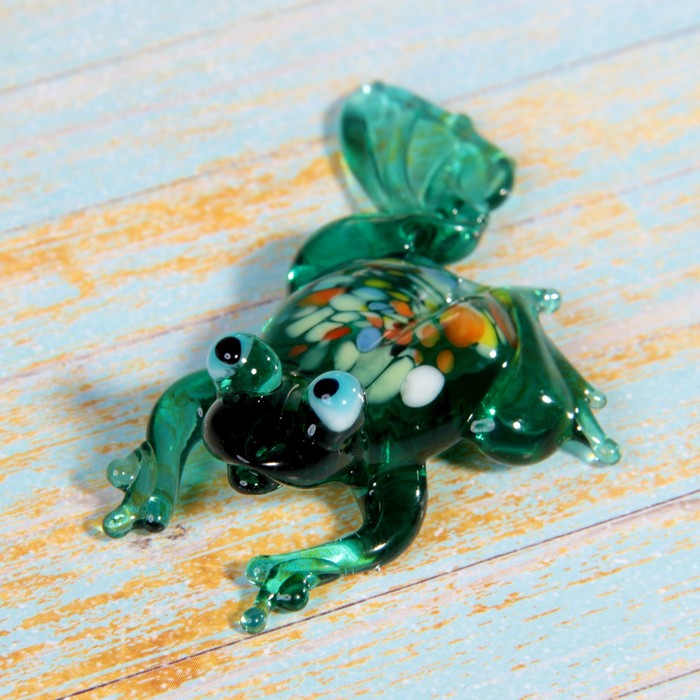 Сувенир стекло средняя фигурка "Лягушка" 7х3х2 см МИКС