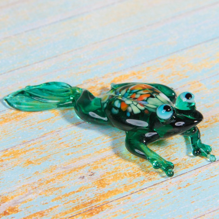 Сувенир стекло средняя фигурка "Лягушка" 7х3х2 см МИКС