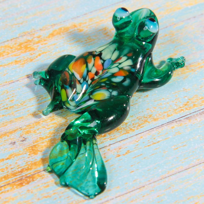 Сувенир стекло средняя фигурка "Лягушка" 7х3х2 см МИКС