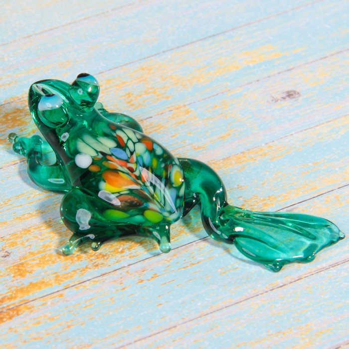 Сувенир стекло средняя фигурка "Лягушка" 7х3х2 см МИКС