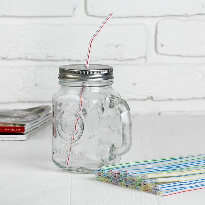 Трубочки для коктейля в полоску, цвета МИКС, набор 100 штук