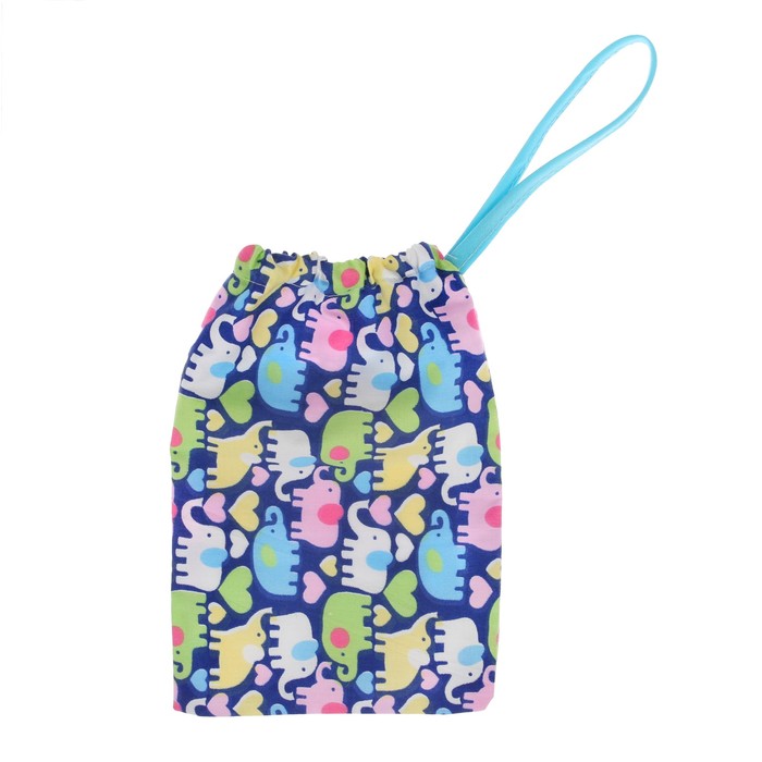 Накидка для кормления малыша, цвет синий, рисунок слоны