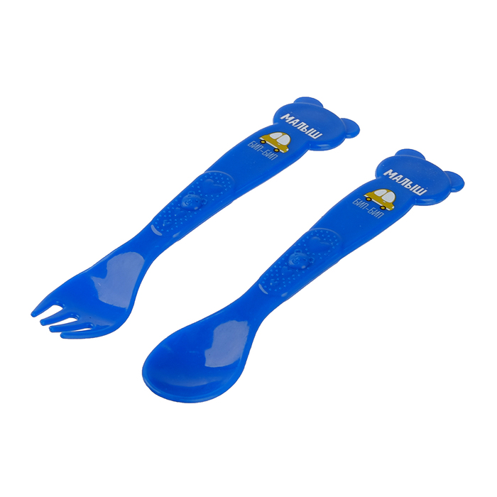 Набор детской посуды «Малыш», 3 предмета: тарелка на присоске 250 мл, ложка, вилка, от 5 мес.