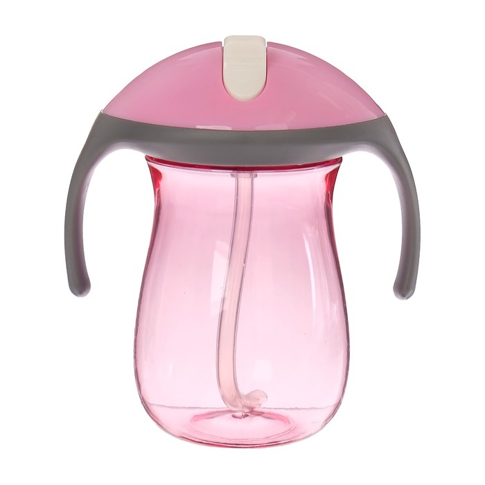 Поильник с трубкой, 270 мл, Цвет розовый